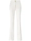 Genny Satin Trousers With Button Detail And Flared Leg In White