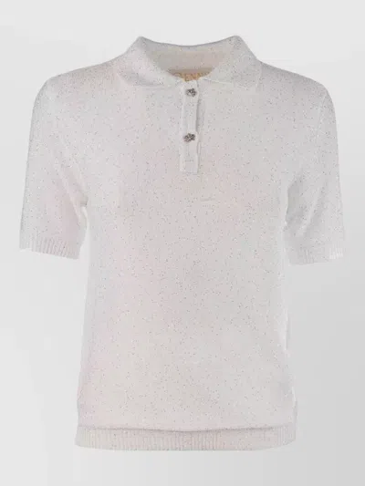 Genny Knit Polo Shirt Short Sleeves Sequins Buttons