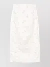 Genny Lace Detail High Waist Silk Skirt In White