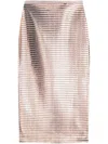 Genny Elegant Pleated Midi Skirt With Textured Finish In Pink