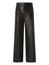 Genny High Waist Wide Leg Sequin Trousers In Black