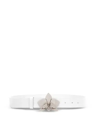 Genny Leather Belt In White