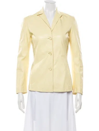 Pre-owned Genny Leather Blazer In Yellow