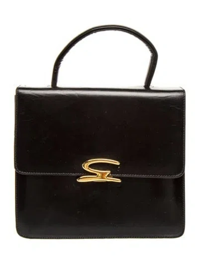 Pre-owned Genny Leather Top Handle Bag In Black