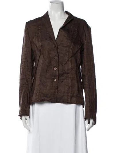 Pre-owned Genny Linen Blazer In Brown