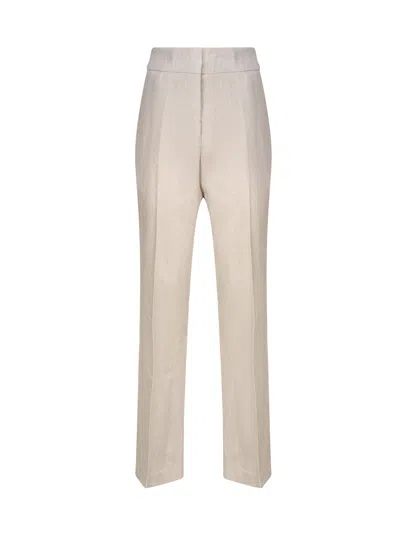 Genny Linen Blend Tailored Pants In Beige