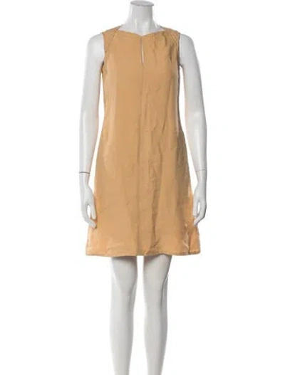 Pre-owned Genny Linen Mini Dress In Neutrals