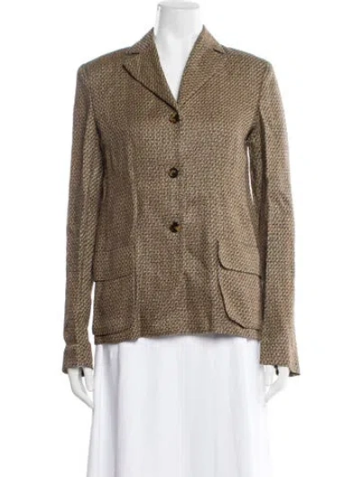 Pre-owned Genny Linen Tweed Pattern Blazer In Multicolor