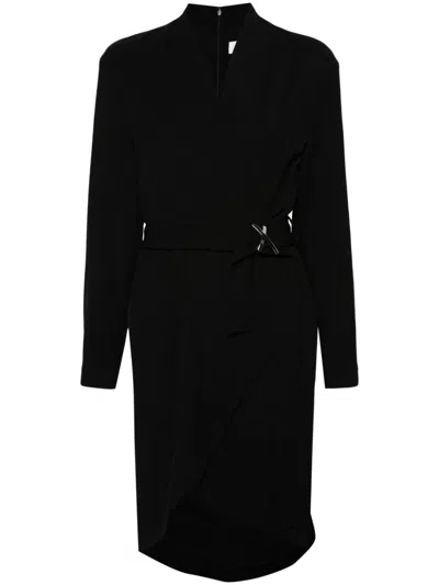 Genny Logo-plaque Midi Dress In Black