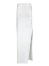 Genny Satin Skirt With Orchid Embroidery In White