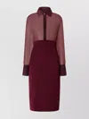 Genny Long Sleeve Midi Dress With Back Slit In Burgundy