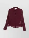 Genny Long Sleeve Shirt Featuring Pointed Collar In Burgundy