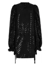 Genny Long-sleeved Sequinned Dress In Black