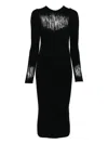 Genny Long-sleeves Midi Dress In Black