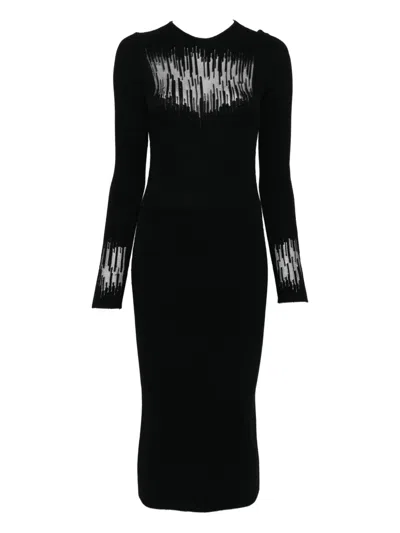 Genny Long-sleeves Midi Dress In Black