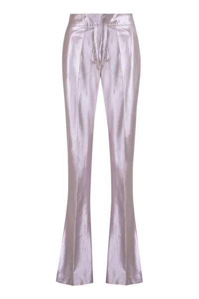 Genny Lurex Cotton Trousers In Neutral