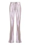 Genny Metallic Flared Trousers In Purple