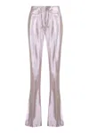 Genny Metallic Flared Trousers In Purple