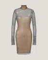 Genny Mesh Long Sleeves Dress In Black