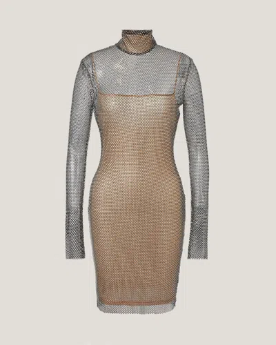 Genny Mesh Long Sleeves Dress In Black