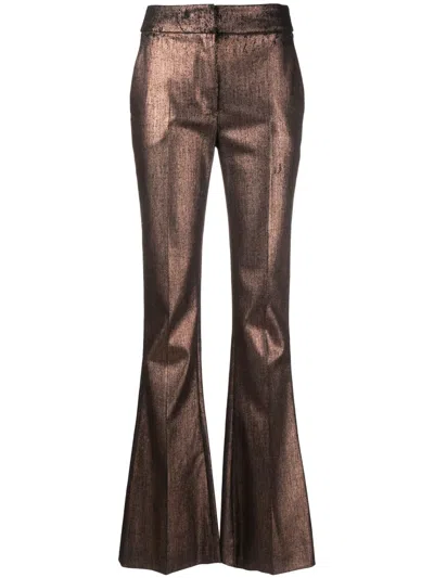 Genny Schlaghose Im Metallic-look In Brown