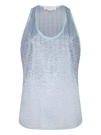 Genny Metallic Finish Tank Top In Blue