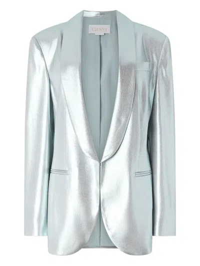 Genny Metallic Single-breasted Blazer In Neutral