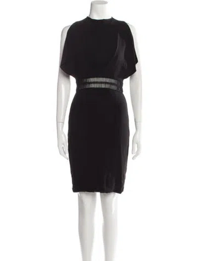 Pre-owned Genny Mock Neck Knee-length Dress In Black