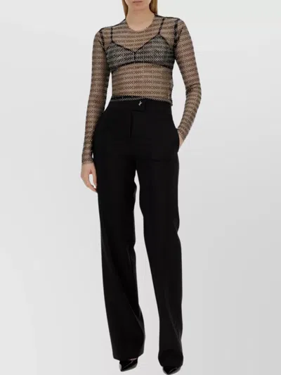 Genny Network Crew Neck Mesh Top In Black