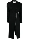 Genny Notched-collar Zip-up Coat In Black