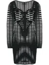 Genny Open-knit Bustier Minidress In Black