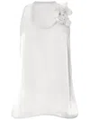Genny Orchid-appliqué Top In White