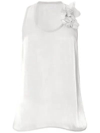 Genny Orchid-appliqué Top In White