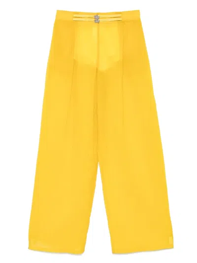 Genny Organza Rubbed Trousers In Yellow