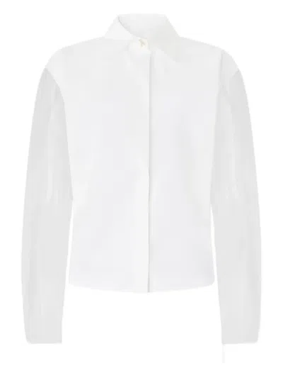 Genny Organza-sleeve Shirt In White