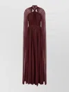 Genny Overlay Cape Draped Halter Neck Dress In Red