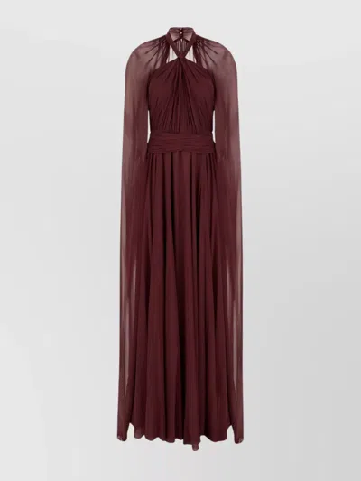 GENNY OVERLAY CAPE DRAPED HALTER NECK DRESS