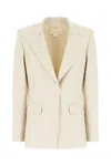 Genny Pastel Yellow Stretch Wool Blend Blazer In Neutral
