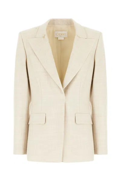 Genny Pastel Yellow Stretch Wool Blend Blazer In Neutral