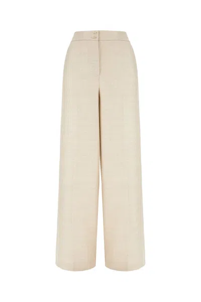 Genny Pastel Yellow Stretch Wool Blend Pants In Neutral