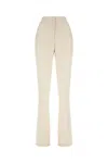 Genny Pastel Yellow Stretch Wool Blend Pants In Neutral