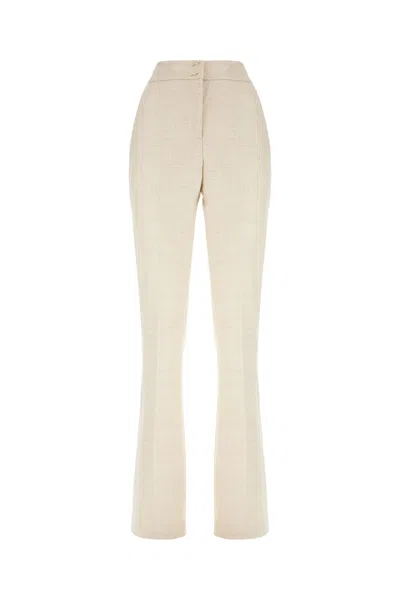 Genny Pastel Yellow Stretch Wool Blend Pants In Neutral