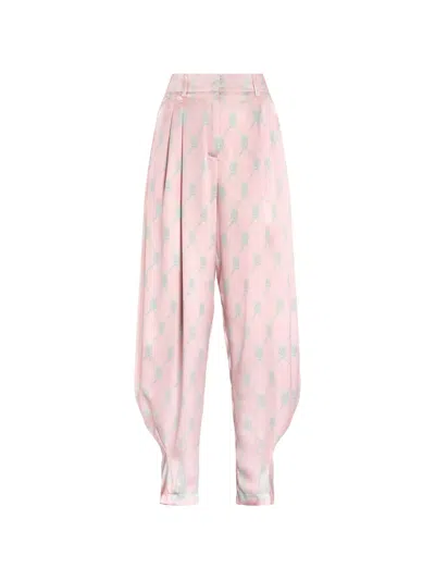Genny Patterned Pleated Trousers In Pink