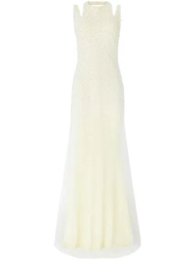 Genny Pearl-embellished Maxi Dress In Yellow