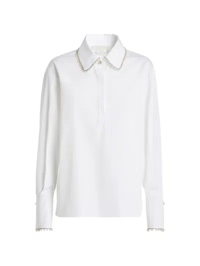 Genny Pearl-embellished Polo Top In Multi