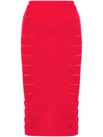 Genny Pencil Midi Skirt In Red