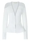 Genny Peplum-hem Single-breasted Blazer In White