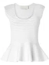 Genny Peplum-hem Top In White