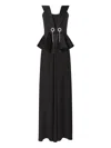 Genny Peplum-waist Embellished Dress In Black