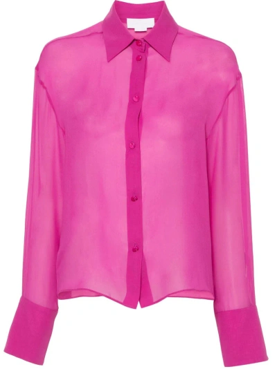 Genny Long-sleeve Silk Shirt In Pink